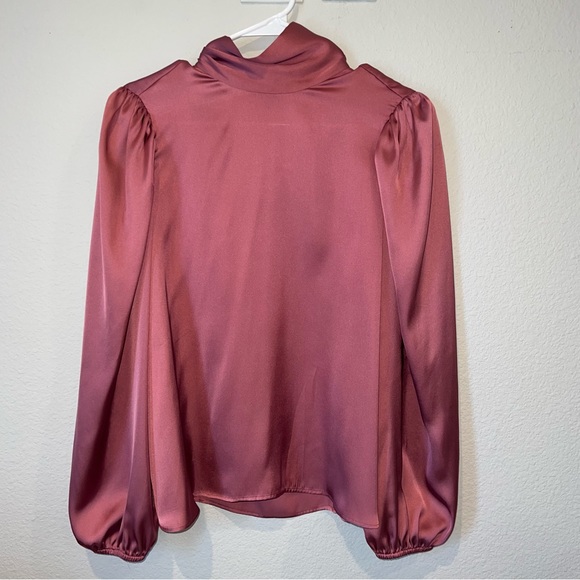 Zara Tops - NWT Dusty Rose Mauve High Neck Satin Effect Blouse